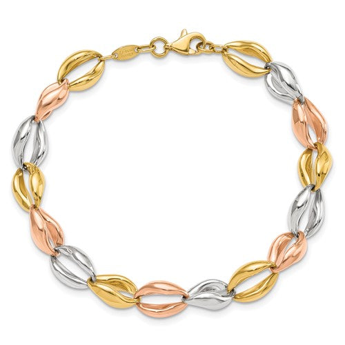 14K Tri-color Fancy Link Bracelet