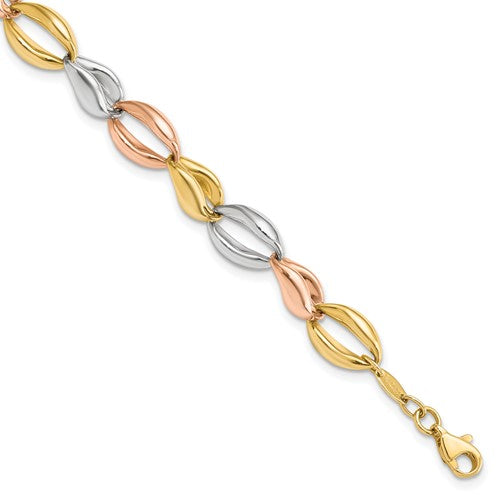 14K Tri-color Fancy Link Bracelet