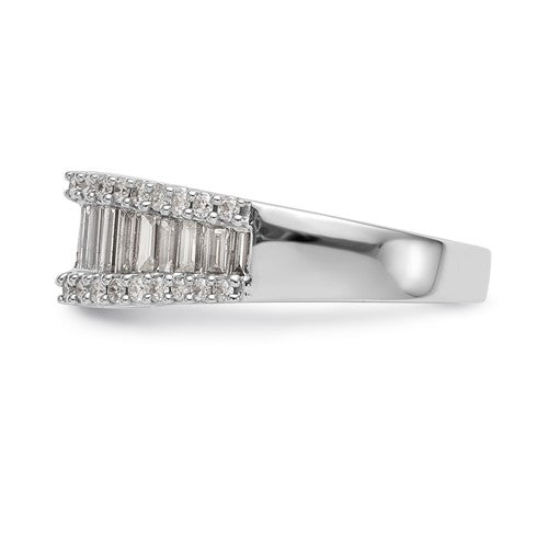 18K WHITE GOLD BAGUETTE AND ROUND DIAMOND CUSHION TOP SEMI MOUNTING, Genovese Jewelers