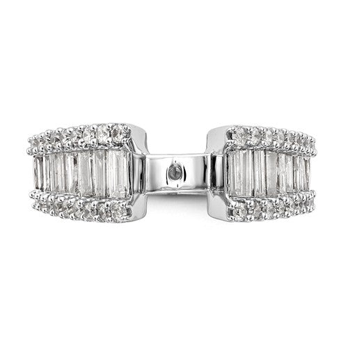 18K WHITE GOLD BAGUETTE AND ROUND DIAMOND CUSHION TOP SEMI MOUNTING, Genovese Jewelers