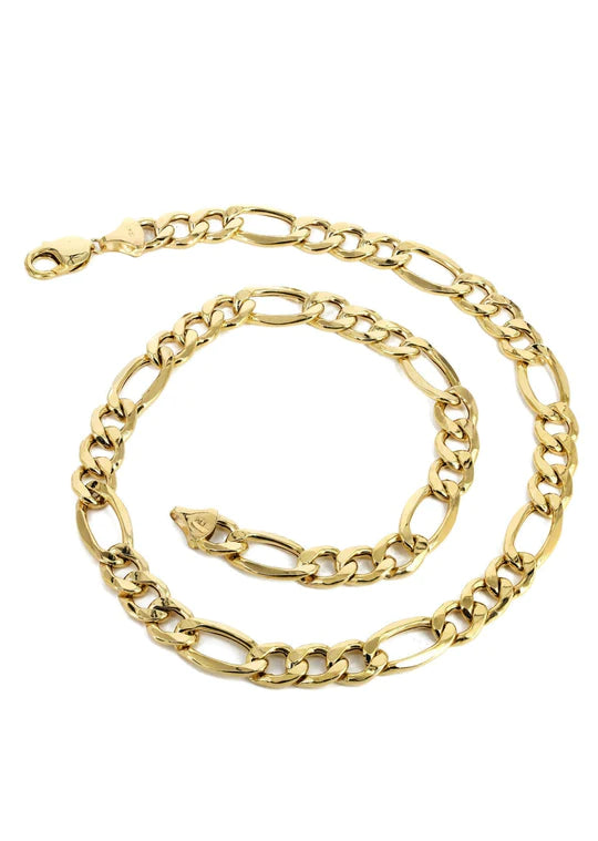 Gold Chain - Mens Solid Figaro Chain 10K/14K Gold - Pricing Varies