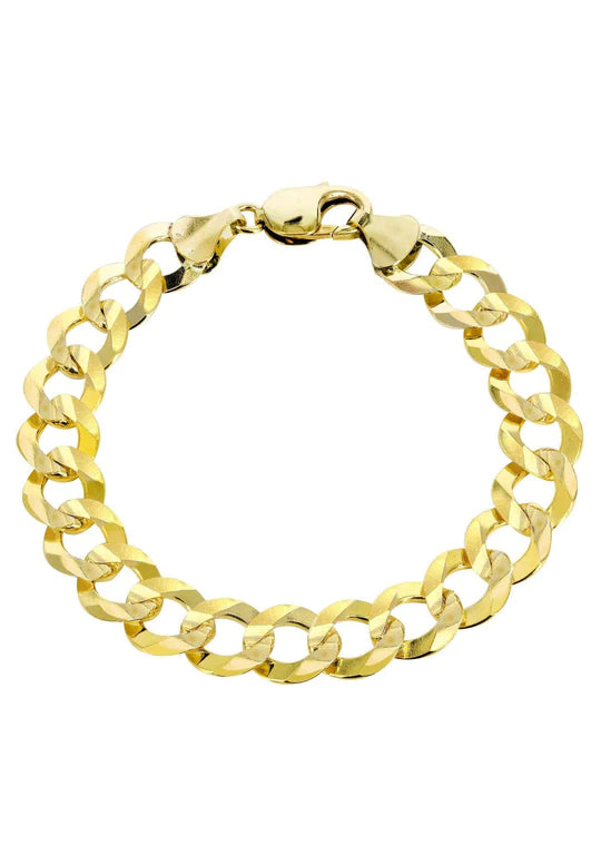 Solid Mens Cuban Link Bracelet 10K/14K Yellow Gold - Pricing Varies
