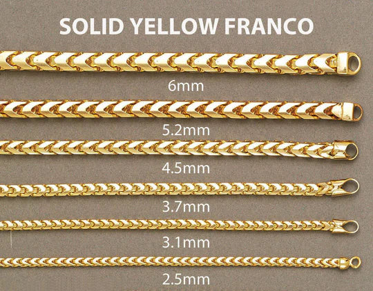 Solid Mens Franco Bracelet 10K/14K Yellow Gold